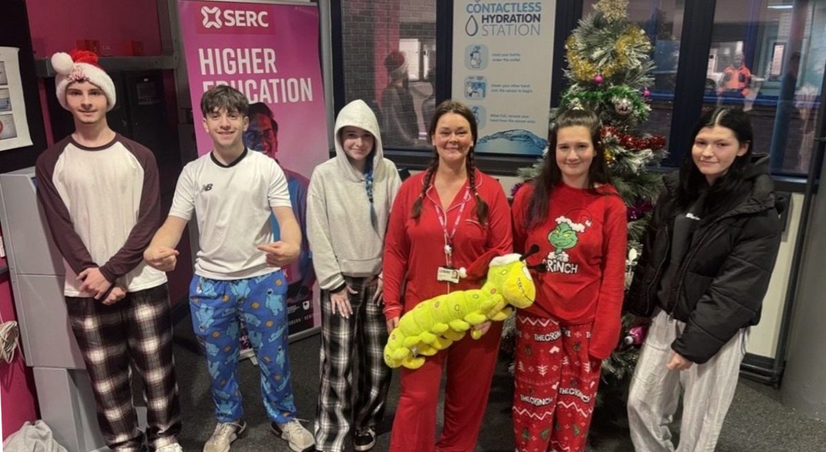 Picture of Skills for Life students and their tutor in pajamas